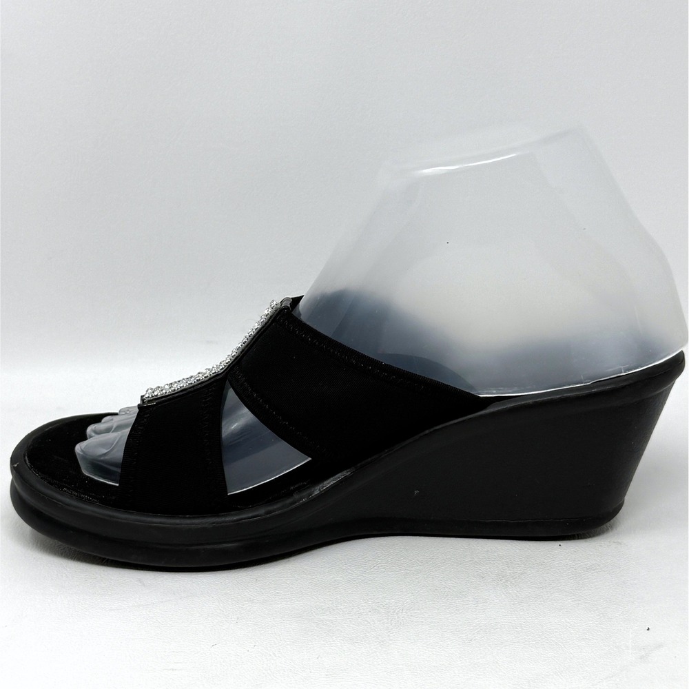 Skechers Cali Rumblers Risk Taker Black Jewel Wedge Sandals 7 Dressy Semi Formal - Picture 6 of 11
